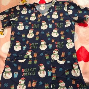 Festive Snowman scrub top
